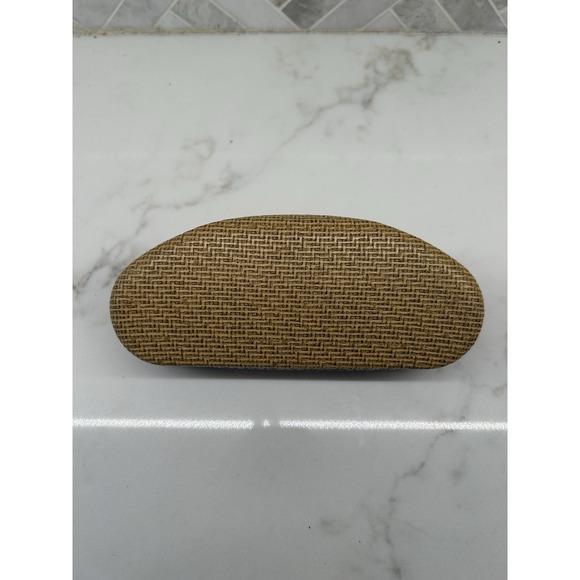 Maui Jim Sunglasses Clam‎ Shell Hard Case Basket Weave Faux Bamboo Tan Beige - Picture 2 of 4